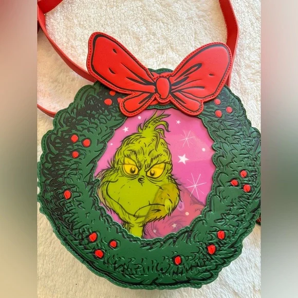 NWOT How The Grinch Stole Christmas Lenticular Wreath Portrait crossbody bag. - Picture 2 of 8